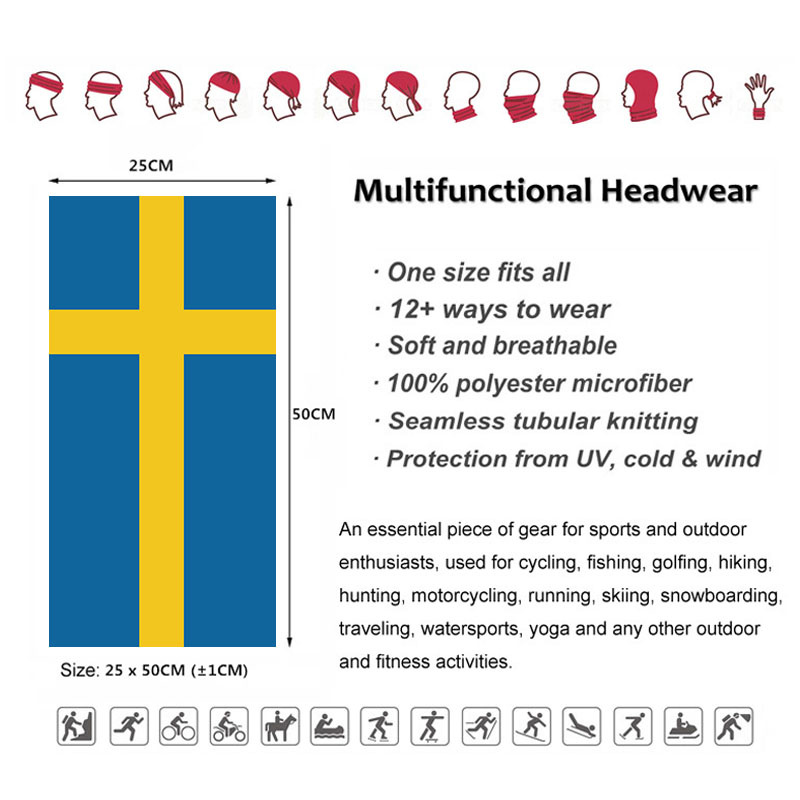 Sweden Flag Printed Bandana He - Gear In Cycling ulasan dan harga