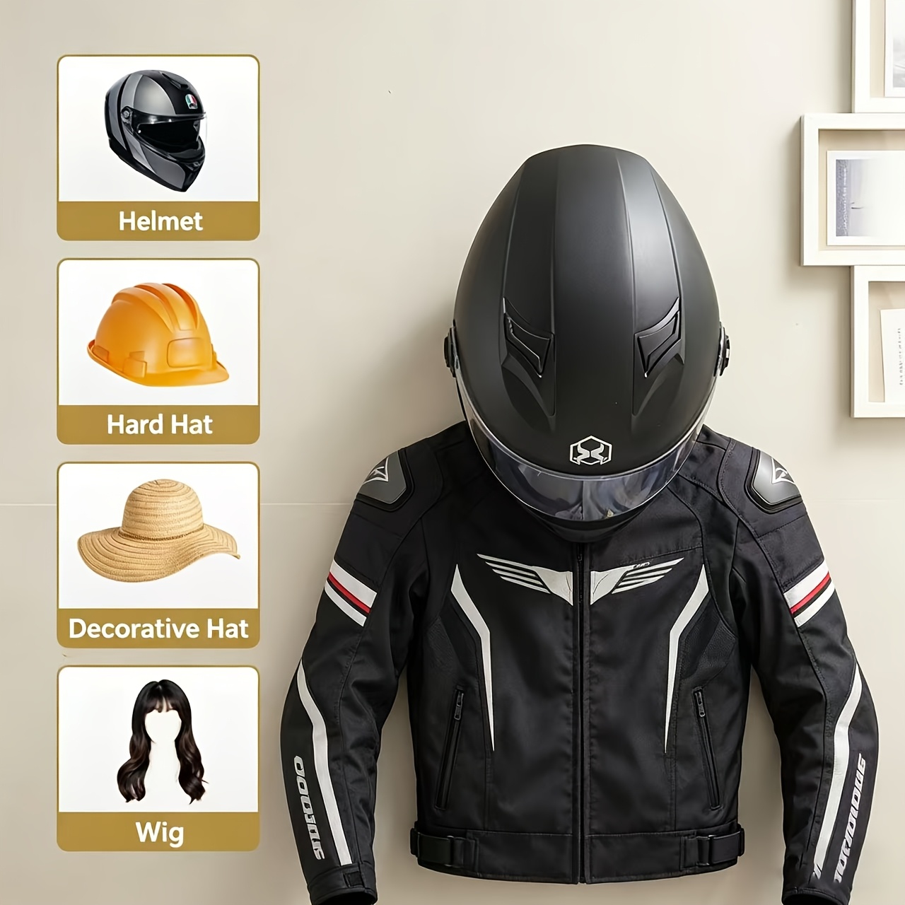 Motorcycle Helmet Holder Solid - Cycling Gear Wall Organizer ulasan dan harga